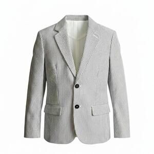 Crazy 8 Boys Seersucker Sport Coat XL 14 Gray White Preppy Blazer Wedding Guest